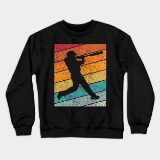 Baseball Outdoor Sports Retro Sunset Design Crewneck Sweatshirt